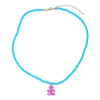 Dongdaemun New Bear Necklace Candy Color Resin Pendant Clavicle Chain College Style Bead Cartoon Neck Chain sku image 4