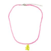 Dongdaemun New Bear Necklace Candy Color Resin Pendant Clavicle Chain College Style Bead Cartoon Neck Chain sku image 5