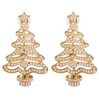 55839 European And American New Creative Christmas Gift Halloween Diamond Christmas Tree Metal Alloy Earrings Earrings sku image 1