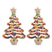 55839 European And American New Creative Christmas Gift Halloween Diamond Christmas Tree Metal Alloy Earrings Earrings sku image 2