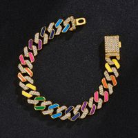 European And American Cuban Necklace 12mm Diamond-shaped Colorful Rainbow Bracelet sku image 2
