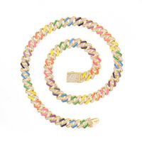 European And American Cuban Necklace 12mm Diamond-shaped Colorful Rainbow Bracelet sku image 6