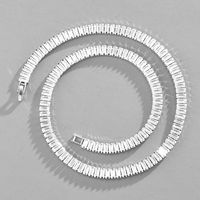 Retro Inlaid Full Zirconium Rectangular Zircon Cuban Chain Copper Bracelet Necklace sku image 6