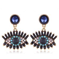 European And American Fashion Metal Diamond-studded Devil's Eye Exaggerated Earrings main image 1