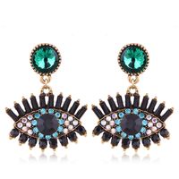 European And American Fashion Metal Diamond-studded Devil's Eye Exaggerated Earrings main image 3