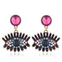 European And American Fashion Metal Diamond-studded Devil's Eye Exaggerated Earrings main image 5