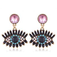 European And American Fashion Metal Diamond-studded Devil's Eye Exaggerated Earrings main image 8