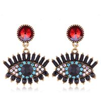 European And American Fashion Metal Diamond-studded Devil's Eye Exaggerated Earrings main image 9