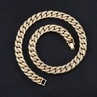 Collar De Adorno Geométrico Moda Europea Y Americana Y Tendencia Hip Hop Hiphop Collar 14mm Super Grueso Collar De Diamantes De Imitación De Aleación De Zinc sku image 5