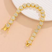 New Full Diamond Hip Hop Cuban Chain Round Splicing Necklace Wholesale sku image 1