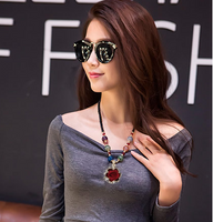 Korean Fashion Metal Rose Pendant Beads Long Necklace Sweater Chain main image 3