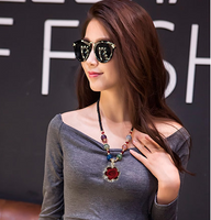 Korean Fashion Metal Rose Pendant Beads Long Necklace Sweater Chain main image 4