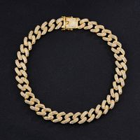 Factory Direct Sales Cross-border Sold Jewelry Hip Hop Rhinestone Necklace Hiphop Trendy Jewelry 19mm Bold Chain Necklace sku image 7