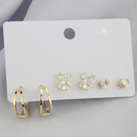 Ins Korean Version Earrings Simple Suit Fashion Inlaid Zirconium Diy Earrings sku image 1