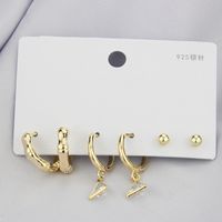 Ins Korean Version Earrings Simple Suit Fashion Inlaid Zirconium Diy Earrings sku image 2