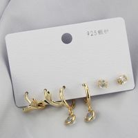 Ins Korean Version Earrings Simple Suit Fashion Inlaid Zirconium Diy Earrings sku image 4