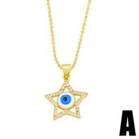 European And American Personalized Minimalist Creative Geometric Hollow Love Five-pointed Star Devil's Eye Necklace Sweater Chain Female Nkz60 sku image 1