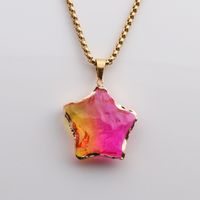 New Multicolor Star Jewelry Color Faceted Crystal Star Pendant Stainless Steel Necklace Wholesale sku image 4