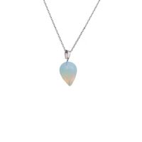 New Amethyst White Crystal Opal Water Drop Pendant Necklace sku image 5