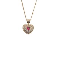 European And American Copper Zircon Heart Pendant Necklace sku image 3