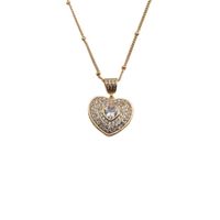 European And American Copper Zircon Heart Pendant Necklace sku image 4