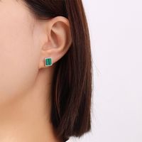 Nischen Im Koreanischen Stil, Einfache Dunkelgrüne Acryl-gestreifte Ohrringe, Weibliche Titans Tahl, 18 Karat Echtes Gold, Ohrschmuck F221 sku image 4