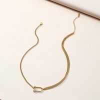 Fashion U-shaped Buckle Necklace Simple Titanium Steel Clavicle Chain main image 3