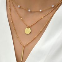 European American Fashion Personality Simple Round Piece Multi-layer Clavicle Chain Necklace main image 2