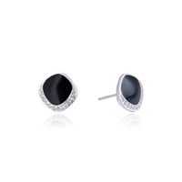 Trend Fashion Black Earrings S925 Silver Temperament Simple Niche Micro-inlaid Earrings main image 6