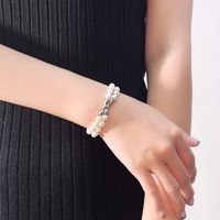 New S925 Silver Pearl Bowknot Double Bracelet Temperament Jewelry main image 5