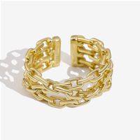 European And American Jewelry S925 Sterling Silver  Simple Design Double Winding Chain Open Ring main image 1