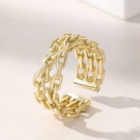 European And American Jewelry S925 Sterling Silver  Simple Design Double Winding Chain Open Ring main image 3