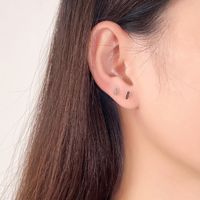 925 Sterling Silver Korean Simple Word Earrings Ins Temperament Black Wind T-shaped Earrings main image 5