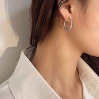 New Fashion Jewelry S952 Silver Earrings Fashion Retro Texture Geometric Circle Ear Buckle main image 4