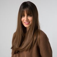 Brown Long Straight Hair With Bangs Women's Daily Wig main image 6