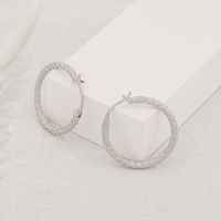 New Fashion Jewelry S952 Silver Earrings Fashion Retro Texture Geometric Circle Ear Buckle main image 5