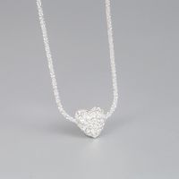Korean S925 Sterling Silver Folds Heart-shaped Lavicle Chain Silver Jewelry main image 3