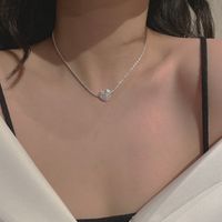 Korean S925 Sterling Silver Folds Heart-shaped Lavicle Chain Silver Jewelry main image 4