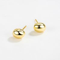 S925 Sterling Silver Glossy Egg-shaped Peas Earrings Simple Peas Round Earrings main image 3