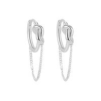 S925 Sterling Silver Korean Twisted Heart Irregular Tassel Earrings Simple Knotted Earrings main image 6