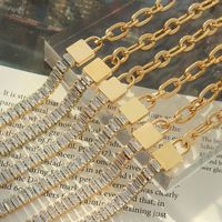 South Korea Lock Zircon Splicing Metal Chain Titanium Steel Plated 18k Bracelet main image 2