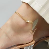 European And American Niche Design Butterfly Foot Titanium Steel 18k Gold Anklet Wholesale main image 1