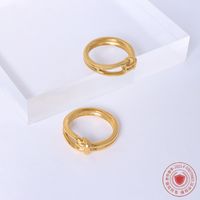 European And American Exaggerated Stacking Knotted Hollow Simple Ring Titanium Steel Ring main image 4