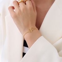 Corée Coeur Empreintes De Pas En Acier Titane Plaqué 18k Bracelet En Gros main image 5
