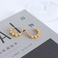 French Style Round Beads Stitching Geometric Titanium Steel 18k Gold Plated Earrings Wholesale main image 4
