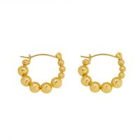 Perles Rondes De Style Français Coutures Boucles D&#39;oreilles Géométriques En Acier Titane Plaqué Or 18 Carats En Gros main image 6
