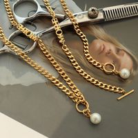 European And American Pearl Ot Buckle Pendant Necklace Titanium Steel main image 4