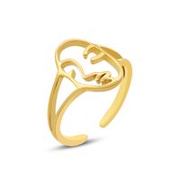 Exaggerated Personality Simple Hollow Face Design Ring Titanium Steel 18k Ring main image 6
