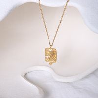 Lion Contour Three-dimensional Necklace Titanium Steel Plated 18k Real Gold Collar Clavicle Chain main image 1