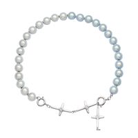 Retro Pearl Cross Necklace Jewelry Titanium Steel 18k Gold Clavicle Chain main image 6